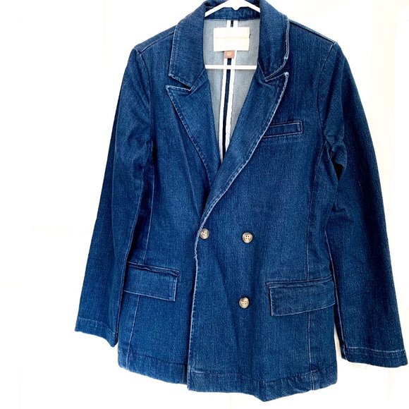 NWT anthropologie pilcro layne denim blazer S - Picture 3 of 7